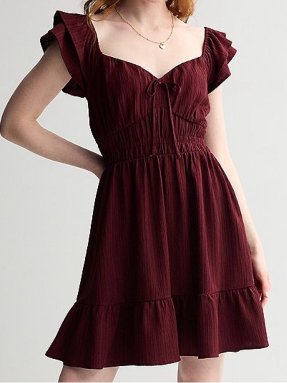 NWT Rewind Berry Flutter Sleeve Skater Dress Size L